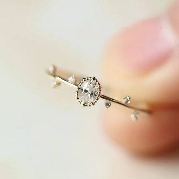 Dainty Crystal Gold Ring - Picture 1 of 6